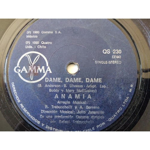 Vinilo Single De Anamia - Mañana No  ( U84