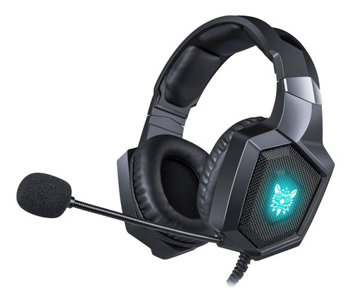 Imagen 1 de 3 de Audífonos gamer Onikuma K8 negro con luz rgb LED