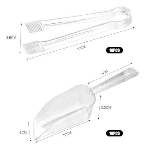 10 Pinzas De Plastico Transparente Para Servir Y 12 Cucharas