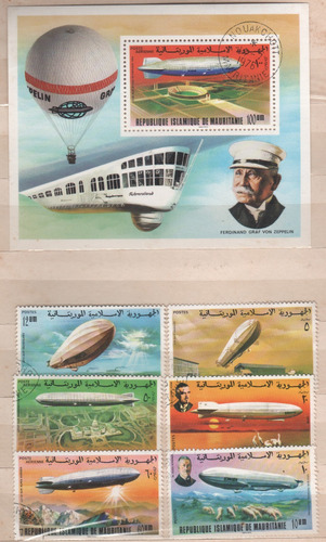 Serie Y Block Mauritania - 75ª Aniversario. Zeppelin, Usado