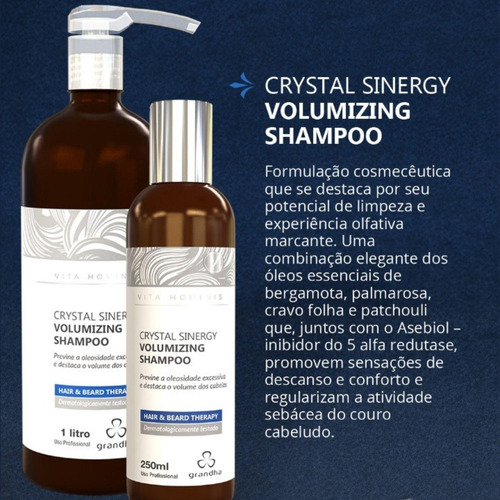 Shampoo Antioleosidade E Volume Crystal Sinergy Vita Hominis