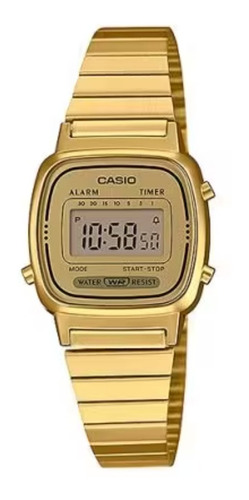 Reloj Casio La670 Dama Retro Clasico Original Color de la correa Dorado Color del bisel Dorado Color del fondo Neutro