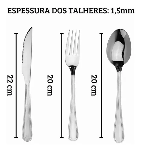 Jogo De Talheres 36 Peças Garfo, Faca E Colher Inox Linha Bahia