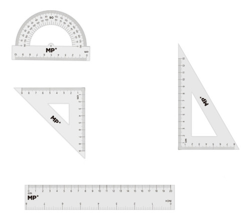 Reglas Dibujo 4 Piezas Pa144p Color Transparente