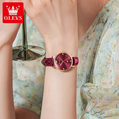 Reloj De Cuarzo Simple Olevs Calendar Diamond
