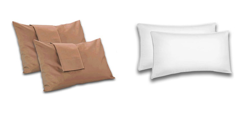 Combo 2 Almohadas + 2 Fundas Blanco París Microfibra