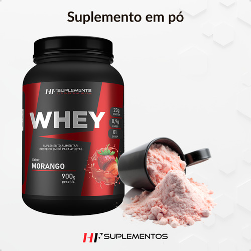 5x Whey Protein De Morango 900g Hf Suplements