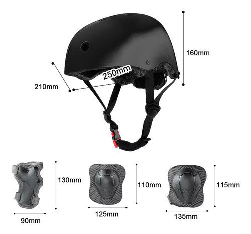 Juego De Casco Protector, Rodilleras Y Coderas De 7 Piezas.