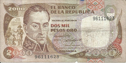 Colombia  2000 Pesos 17 Diciembre 1985