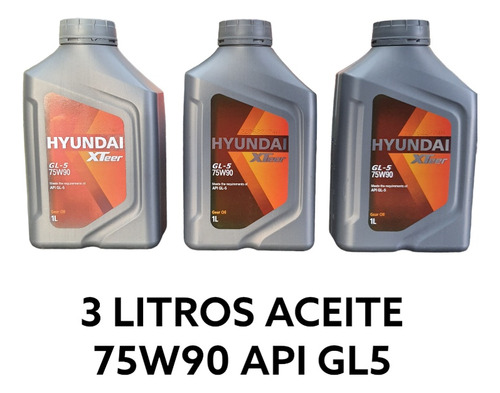 Aceite 75w90 Api Gl5 Hyundai Para Transmision 3 Litros