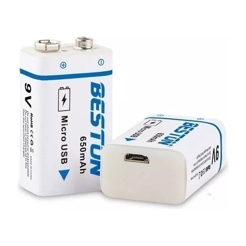 Bateria 9v 650mah Recargable Micro Usb 
