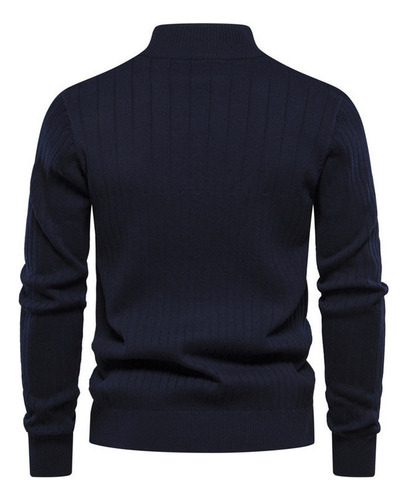 Suéter Cuello Alto Para Hombre Media Cremallera Color Sólido