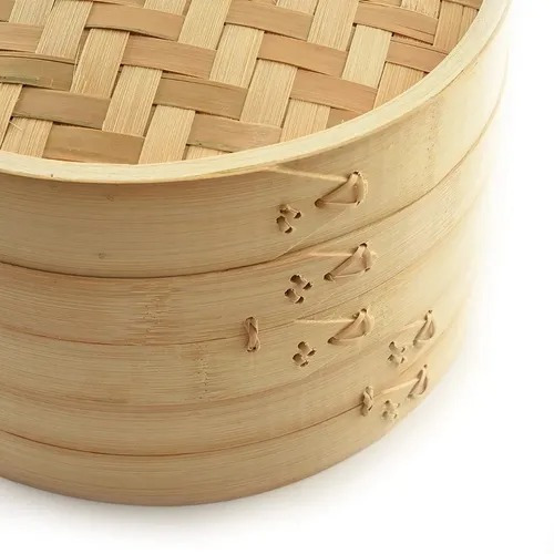 Imagen 2 de 10 de Vaporera Bambu 2 Niveles Desmontable Con Tapa 24 Cm