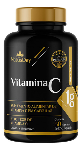 Suplemento Vitamina C - 30 Cápsulas - Natusday Premium Sabor Sem Sabor