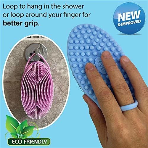 Cepillo Exfoliante Facial Y Corporal De Silicona Azul Claro