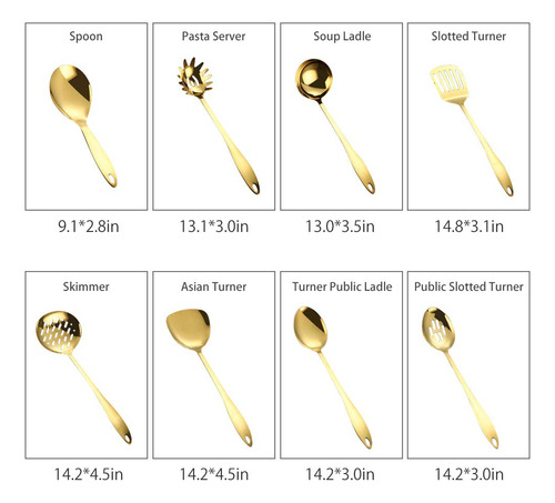 Juego De Utensilios De Cocina Acero Inoxidable 8 Piezas Negr