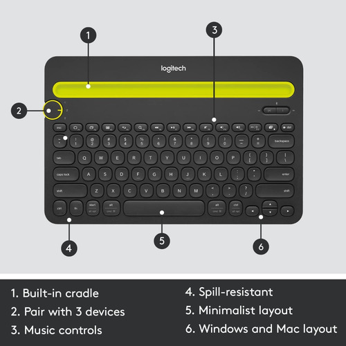 Teclado Logitech K480 Bluetooth Universal Wireles 920-006346