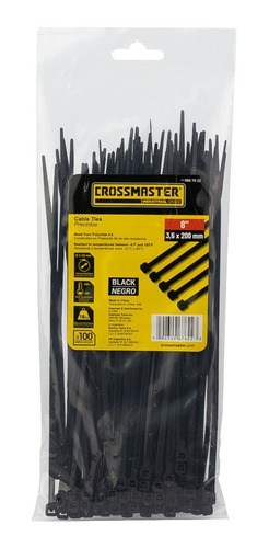 Precintos Negros 3.6 X 200mm 100 Unidades Crossmaster