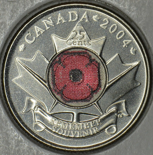 Canadá 25 Cents 2004 - Souvenir Amapola - Km#510 - Color