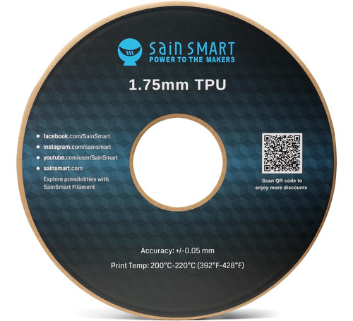 Filamento De Impresión 3d De Tpu Flexible Sainsmart, 1.75 Mm