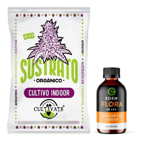 Sustrato Cultivate Indoor 25lts Con Edén Flora 500ml