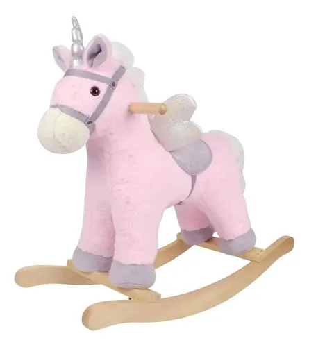 Unicórnio De Balanço Revestido Em Pelúcia - Caa Rosa-claro