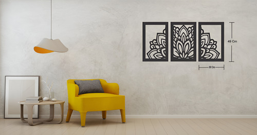 Cuadro Mandala Corte Láser 50x90 Cm Negro Negro