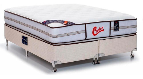 Cama+colchão Castor King Size Vitagel Classic Double 193x203 Cor Branco