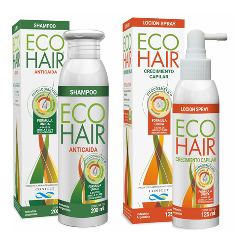 Eco Hair Shampoo + Loción Anticaida Crecimiento Cabello X 2u