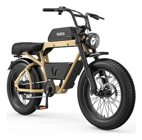 Yadea Trooper01 E-bike Estilo Retro , Con Frenos Hidráulicos Caqui