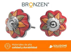 Tirador De Cerámica Para Mueble Flor 5cm Vintage Premium