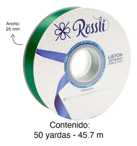 Listón Satinado Doble Cara No. 5 Con 45.7 Metros Verde Bandera Liston Satinado No.5