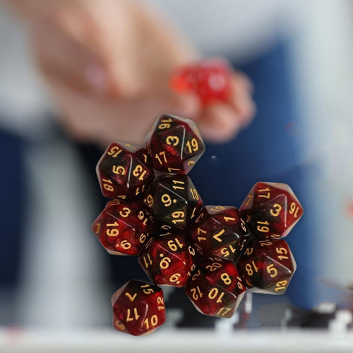 Jja 3 Juego De Dados De 10 Uds. De Colores Dobles D20, Rojo