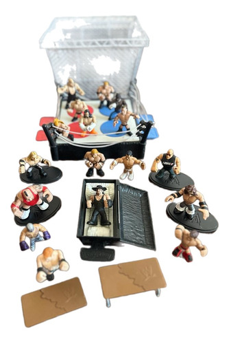 17 Figuras Rumblers Wwe Con Ring, Jaula Y Accesorios