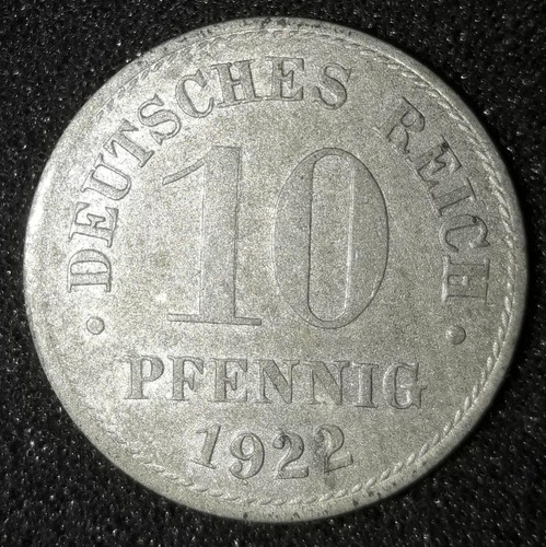 Moeda 10 Pfennig Ano 1922 Alemanha