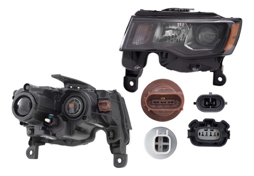 Faro Filo Negro P/halogeno Jp Grand Cherokee Izq 2019 Depo