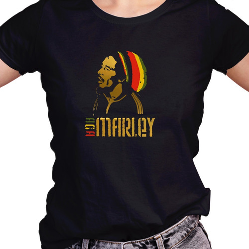 Franela Negro Mujer / Hombre Moda Diseño Bob Marley 