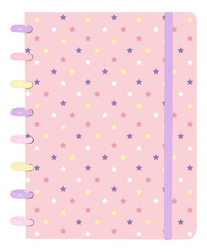 Caderno De Disco Inteligente Pequeno Candy Estrelas Rosa