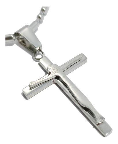 Cruz Con Cristo Acero Inoxidable Mod. 320