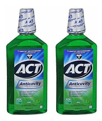 Act Fresh Mint Anticaries Fluoride Enjuague Bucal, 2 Ct./33.