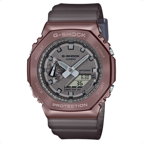 Reloj Casio Gshock Gm-2100mf-5a Acero Antigolpes Sumergible Color Del Fondo Gris Oscuro Color De La Malla Gris Oscuro Color Del Bisel Cobre