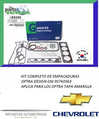 Empacadura Optra Desing Gm Parts-mall Kit Completo 100
