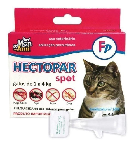 Pipeta antiparasitário para pulga Mon Ami Hectopar Spot para gato de 1kg a 4kg