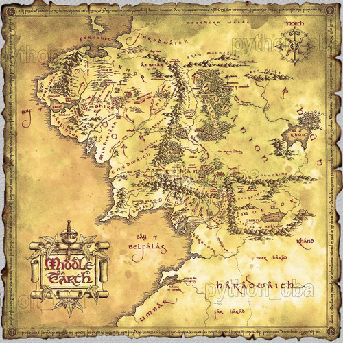 Cuadro Mapa Tierra Media Lord Of The Ring The Hobbit