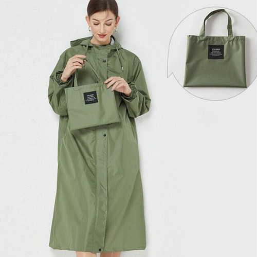 Chubasquero Largo Con Capucha Para Mujer Al Aire Libre