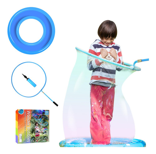 Juguete Burbujas Gigante Varita Niños Adultos Aro Inflable P Color