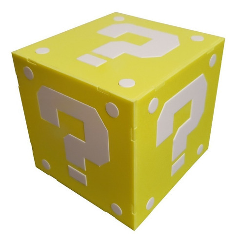 Abajur Cubo Quarto Infantil Exclusivo Coleção Mario Bros E27 Cor da estrutura Amarelo/Branco