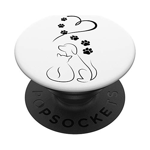 Gato De Perro Paws Con Popsockets De Corazón Popgrip: Yznlp