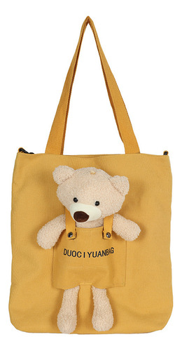 Cute Funny Personality Bear Doll Canvas Crossbody Bag