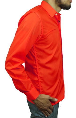Imagen 6 de 7 de Camisa Hombre Rojo Intenso Calidad Premium